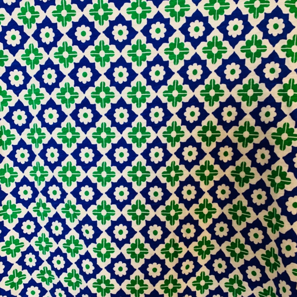 Boden Geometric Top US 12 Blue Green Tassel Tie Long Sleeve Preppy Casual Cotton - Picture 11 of 14